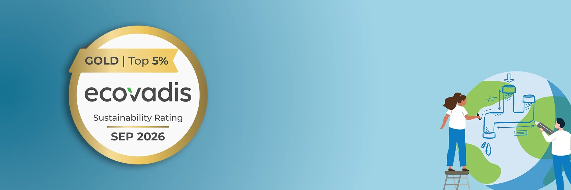 Illustration RSE avec logo EcoVadis Gold 2026