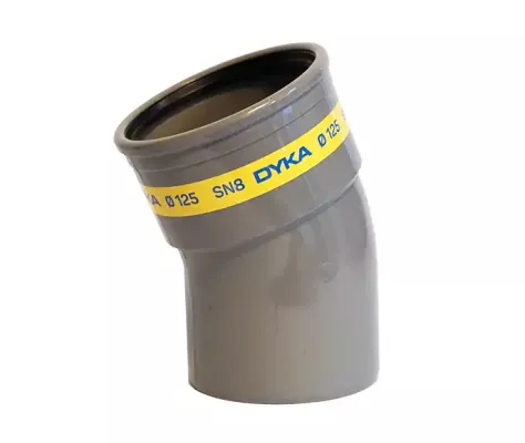 Coude assainissement MF 22°30 CR8 (SDR 34) gris avec bague jaune