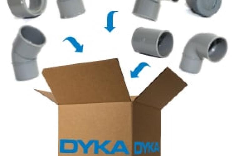 Colis de raccords bâtiment de différents type marqué DYKA